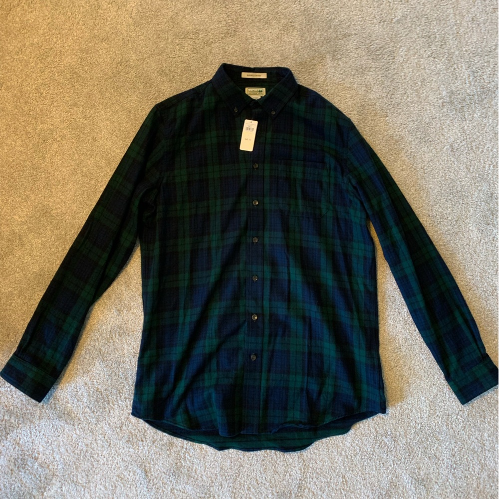 LL Bean Men's Scotch Plaid Flannel Shirt, Slightly Fitted, NWT, L-Tall - Picture 3 of 5